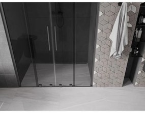 Mexen Velar Duo, tolózuhanyajtó nyitáshoz 140 cm, 8 mm szürke üveg, polírozott grafit, 871-140-000-42-95