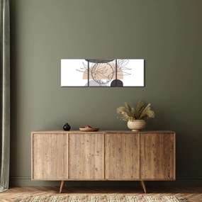 Kép - Vonal művészet virágok N⁰2 (órával) (90x30 cm)