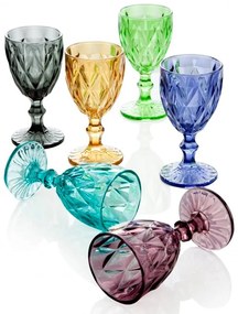 Diamante 6 db Talpas pohár, Brandani, 250 ml, üveg, színes