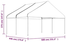fehér polietilén pavilon tetővel 4,46 x 5,88 x 3,75 m