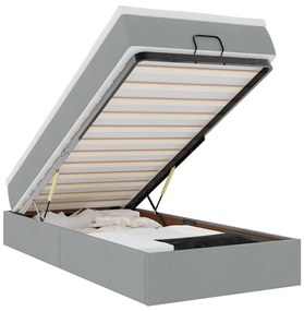 Ottomán ágykeret matraccal világosszürke 90x190cm szövet