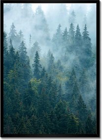 Poszter fekete keretben 50x70 Erdő a ködben Utazás
