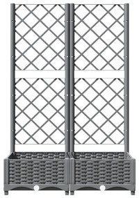 világosszürke PP rácsos kerti ültetőláda 80 x 40 x 121,5 cm