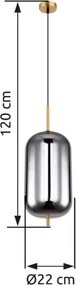 GLOBO 15345H2MM BLACKY Egyágú Függesztett Lámpa IP20