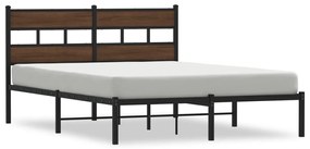 barna tölgy színű fejtámlás ágykeret matrac nélkül 150 x 200 cm