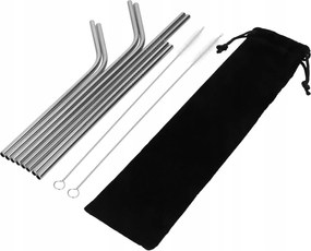 Fém szívószálak -szett 8 db-os vegyes méret-ezüst