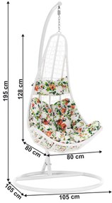 Függő fotel Kolta (fehér + virágmintás). 1034690