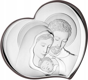 Szent Család kép ezüst modern szív Méret: 7.5x6 cm