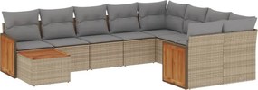 vidaXL 10 részes bézs polyrattan kerti ülőgarnitúra párnával