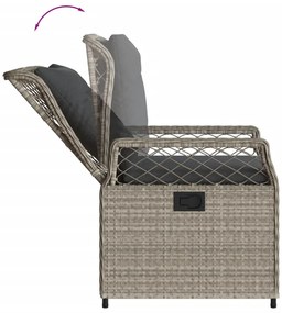 3részes világosszürke polyrattan kerti étkezőgarnitúra párnával
