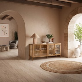 Natúr színű tálalószekrény tölgyfa dekorral 180x80x40 cm Ceci – MOME