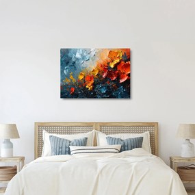 Üveg kép - Virágok absztrakt festménye III. (70x50 cm)