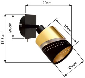 Globo 54046-1 - Fali spotlámpa OR 1xE14/25W/230V fekete/arany