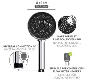 Ezüstszínű műanyag zuhanyfej ø 12 cm Softwater – Wenko