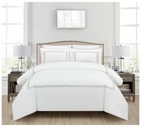 Fehér hatrészes egyszemélyes pamut-szatén ágyneműhuzat lepedővel 140x200 cm Whispered Serenity – Mila Home Luxury