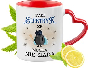 Villanyszerelő Bögre Piros Szív Alakú Füllel Ajándék