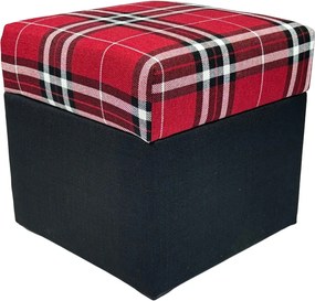 Négyzet alakú nyitható lobox puff piros fonott rács