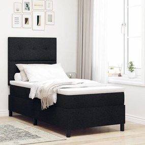 Box Spring Ágy Matraccal Fekete 90x200 cm Szövet