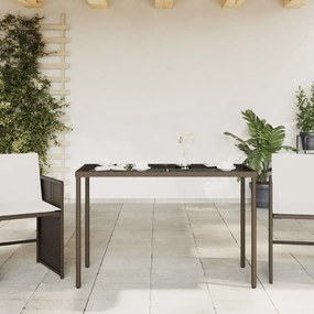 barna polyrattan üveglapos kerti asztal 115x54x74 cm