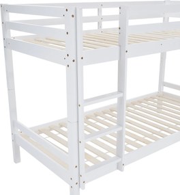Emeletes ágy, 90x200, tömör fa, fehér, INEZA