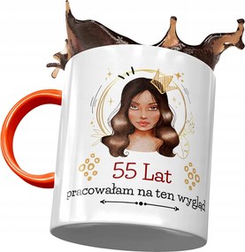 Narancssárga bögre Születésnapra 55 55-es 55-ös, fényképes nyomattal