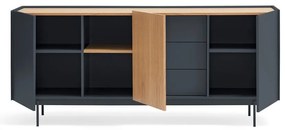 Antracitszürke-natúr színű alacsony komód tölgyfa dekorral 180x78 cm Otto – Teulat