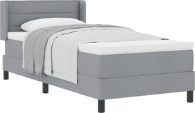 vidaXL Boxrugós ágy matracmal Világosszürke 190 x 90 cm Poliészter