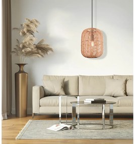 Világosbarna függőlámpa textil búrával ø 35 cm Runa – Trio