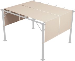 Outsunny 3x3 m Pavilon Pergola Tető, 180g/㎡ Poliészter Napernyő Zsebekkel és Pántokkal, UV30+, 488x122 cm, Khaki | Aosom