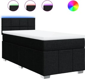 vidaXL fekete szövet rugós ágy matraccal 80 x 200 cm
