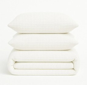 Fehér egyszemélyes renforcé pamut ágyneműhuzat 140x200 cm Waffle Striped – Mila Home Luxury