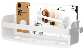 Fehér öntapadós újrahasznosított műanyag fürdőszobai polc Flex Adhesive – Umbra