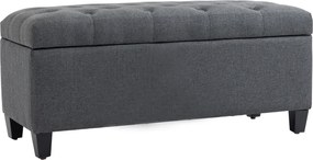 HOMCOM Kárpitozott Pad Tárolórekesszel - Sötétszürke - 100 x 40 x 44 cm | Aosom
