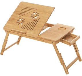 Bambusz laptopasztal, állítható magasságú összecsukható laptoptartó | SONGMICS