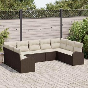 vidaXL Kanapé Szett párnával 9 pcs Barna Poly Rattan