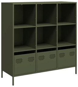 olívazöld acél magasszekrény 101,5 x 39 x 103,5 cm