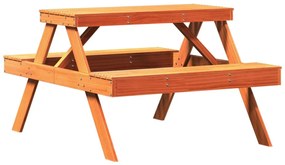 viaszbarna tömör fenyőfa piknik asztal 105 x 134 x 75 cm