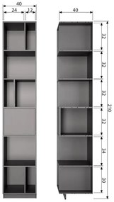 Fekete borovi fenyő moduláris könyvespolc 40x210 cm Finca – WOOOD