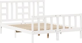 vidaXL fehér tömör fa ágykeret fejtámlával King Size