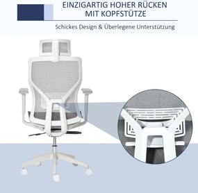 Vinsetto Ergonomikus irodai szék, derékpárna, 3D kartámaszok, ergonomikus, hálós szövet, szürke.