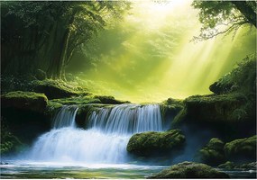 Fotótapéta Vízesés 3D Erdő Tájkép Falra Hálószoba Nappali 350x250