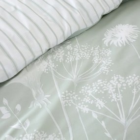 Meadowsweet Floral fehér-zöld ágyneműhuzat, 200 x 200 cm - Catherine Lansfield