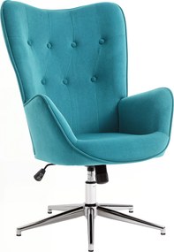 HOMCOM Relaxáló Forgószék, Magasság Állítható, Kárpitozott Háttámla, Párnázott Ülés és Karfák, Bársony Anyag, Hálószobába, Nappaliba és Étkezőbe, Kék