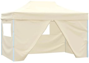vidaXL krémszínű acél összecsukható rendezvénysátor 4 oldalfallal 3x4m
