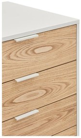 Fehér-natúr színű alacsony komód tölgyfa dekorral 159x80 cm Sierra – Teulat