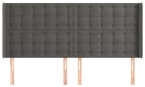 sötétszürke bársony fejtámla szárnyakkal 183x16x118/128 cm
