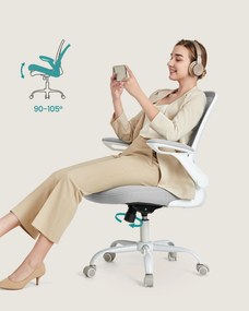 SONGMICS ergonomikus hálós irodai szék fejtámasszal, világosszürke