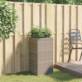 Szürke polyrattan kerti ültetőláda 40x40x80 cm