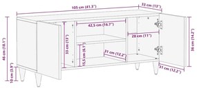 TV szekrény polcokkal Fehér 105 x 33 x 46 cm tömör mangófa