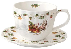 Karácsonyi télapós porcelán teás csésze aljjal 300 ml